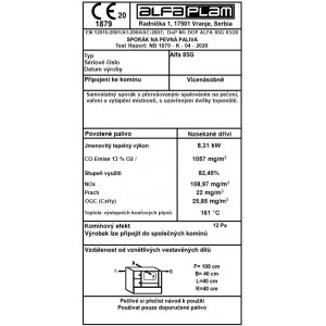 ALFA PLAM, sporák ALFA 85G ECO, 8,31 kW, pravý, bílý