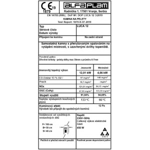 ALFA PLAM, peletová kamna LUCA 12 kW, červená