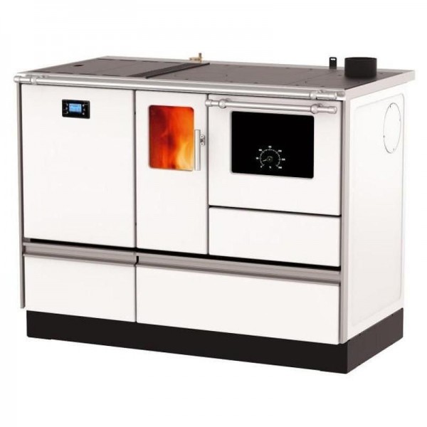 ALFA PLAM, peletový sporák ALFA TERM H20 s výměníkem 20 kW, pravý, bílý