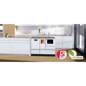 ALFA PLAM, peletový sporák ALFA TERM H20 s výměníkem 20 kW, pravý, bílý