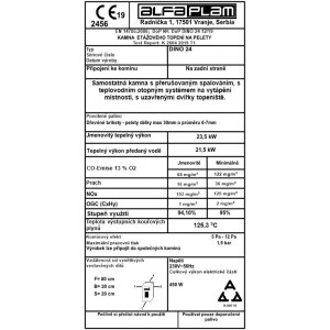 ALFA PLAM, peletová kamna s výměníkem DINO 24 ECO 24 kW, bronzová
