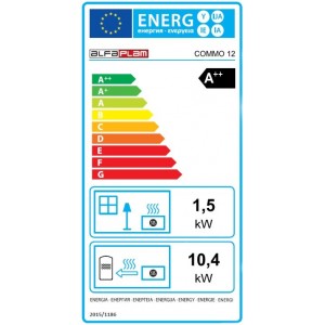 ALFA PLAM, peletová kamna s výměníkem COMMO 12 ECO 12 kW, černá